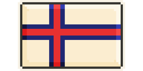  Faroe Islands, Europe, Flag, Pixel Art, Retro 8bit Game Style, Vector 