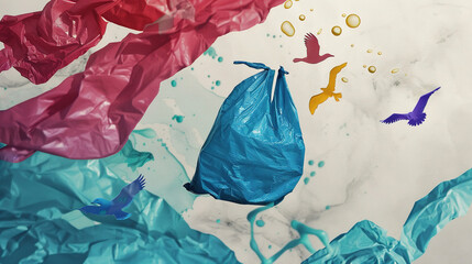 Craft an inspiring visual for International Plastic Bag Free Day, highlighting the global movement towards sustainability and encouraging the adoption of eco-friendly