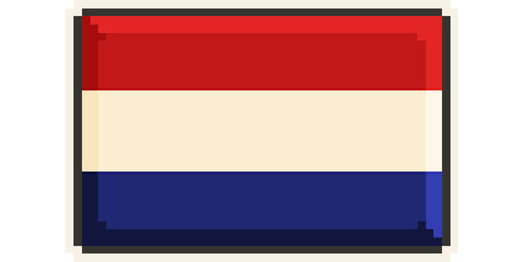 Netherlands, Europe, Flag, Pixel Art, Retro 8bit Game Style, Vector 