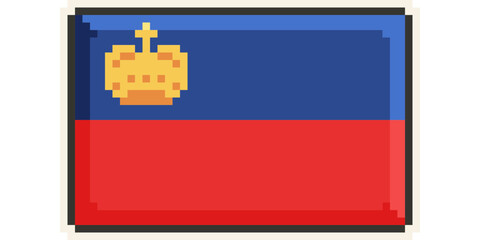 Liechtenstein, Europe, Flag, Pixel Art, Retro 8bit Game Style, Vector 