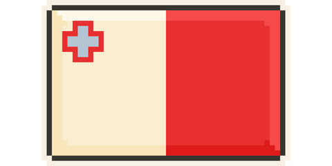 Malta, Europe, Flag, Pixel Art, Retro 8bit Game Style, Vector 