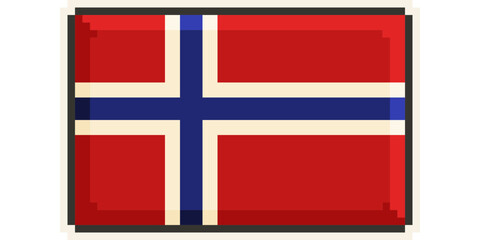 Norway, Europe, Flag, Pixel Art, Retro 8bit Game Style, Vector 