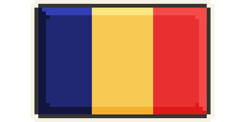 Romania, Europe, Flag, Pixel Art, Retro 8bit Game Style, Vector 