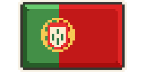 Portugal, Europe, Flag, Pixel Art, Retro 8bit Game Style, Vector 