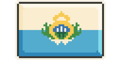  San Marino, Europe, Flag, Pixel Art, Retro 8bit Game Style, Vector 