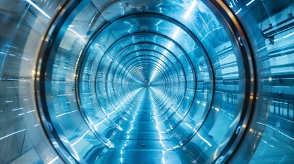 A Stunning Futuristic Tunnel Featuring Vibrant LED Lights and Advanced Technology Vibes