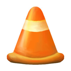 Cartoon orange traffic cone isolated illustration