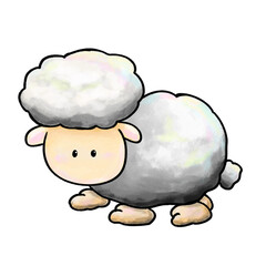 Cartoon little sheep isolated illustration