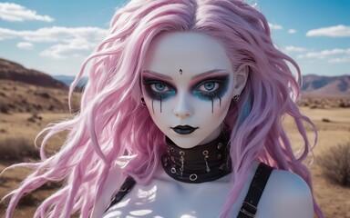 Fototapeta premium Gothic girl pink hair