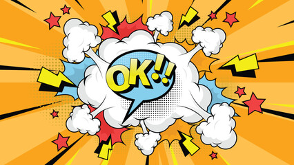Comic speech bubble with text Ok!