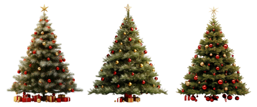 Christmas tree png element set on transparent background