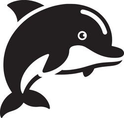 Beautiful Dolphin silhouette flat vector illustration isolated on a white background