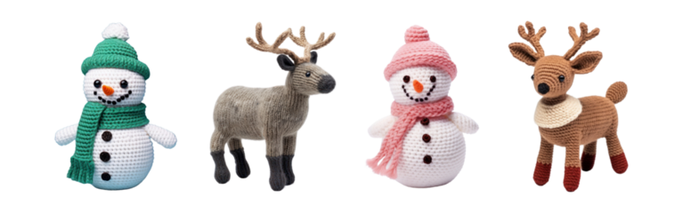 Crochet of winter christmas png element set on transparent background