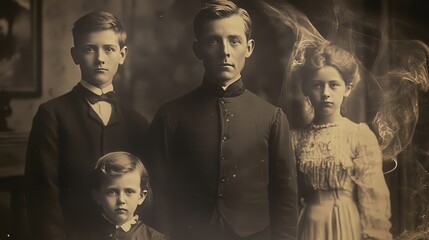 Naklejka premium Vintage Family Portrait with Sepia Tone