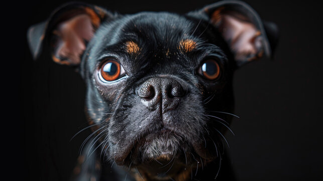 Black Pug Puppy (Perro Cachorro) in an Indoor Setting