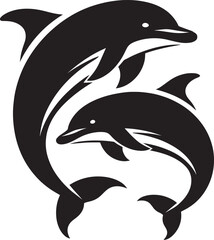 Beautiful Dolphin silhouette flat vector illustration isolated on a white background