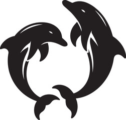 Beautiful Dolphin silhouette flat vector illustration isolated on a white background