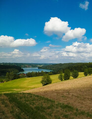 Beautiful view of Ostrzyckie Lake in Wiezyca Region, Poland