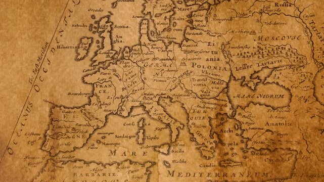 Vintage map of Europe showcasing historical geography