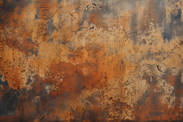 Fototapeta premium Processed collage of old rusty metal sheet texture in daylight. Background for banner