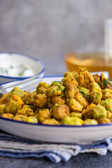 Fried bamia or okra vegetable