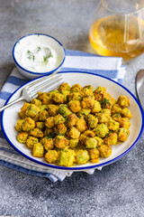 Fried bamia or okra vegetable