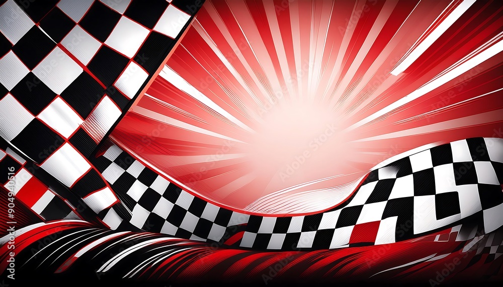 Poster dynamic racing background vector featuring a checkered flag pattern