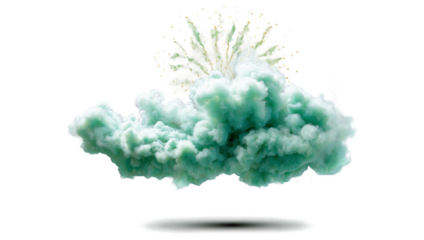 green smoke explosion isolated on white