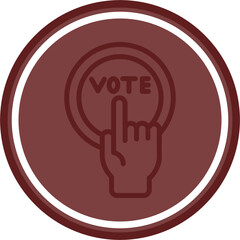 Vote Button Vector Line Double Circle Maroon