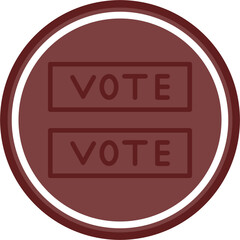 Voting Sticker Vector Line Double Circle Maroon