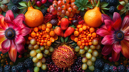 Close-Up of Summer Fruits with Textured Detail