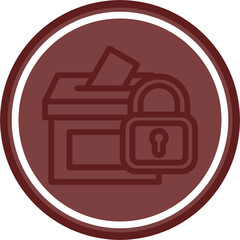 Election Security Vector Line Double Circle Maroon