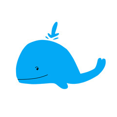 blue whale doodle art illustration 