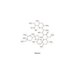 Narasin flat skeletal molecular structure Antiprotozoal drug used in coccidiosis treatment. Vector illustration scientific diagram.