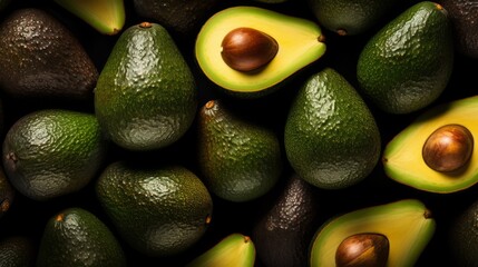 Fresh tropical avocado fruit background. ai generated art image