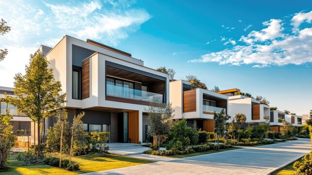 Luxury housing projects, featuring modern townhouses and villas. Explore investment opportunities in the real estate market with property listings