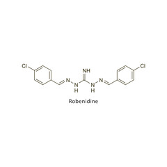 Robenidine flat skeletal molecular structure Antiprotozoal drug used in coccidiosis treatment. Vector illustration scientific diagram.