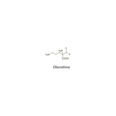 Eflornithine flat skeletal molecular structure Antiprotozoal drug used in African trypanosomiasis treatment. Vector illustration scientific diagram.