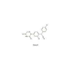 Clazuril flat skeletal molecular structure Antiprotozoal drug used in coccidiosis treatment. Vector illustration scientific diagram.
