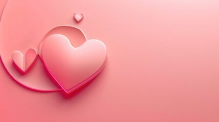 3D Background of the symbol of love, minimalism, flat style. With text space.
