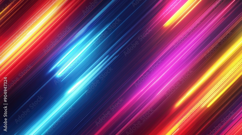 Poster Diagonal lines of light are streaking across a dark background