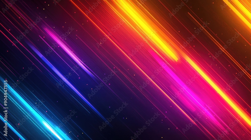 Poster Diagonal lines of light are streaking across a dark background