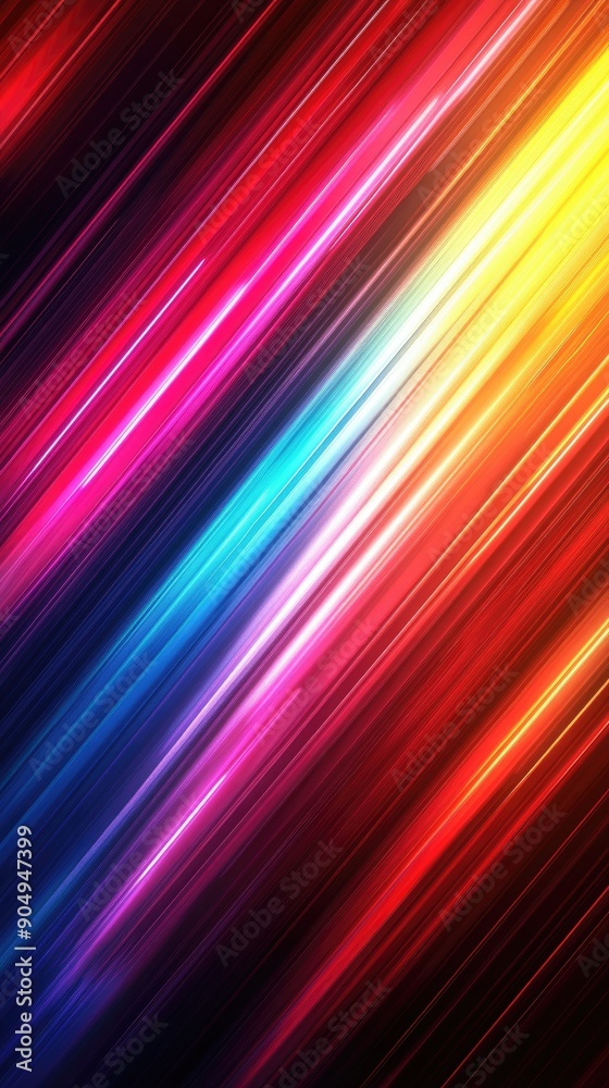 Poster Diagonal lines of light are streaking across a dark background