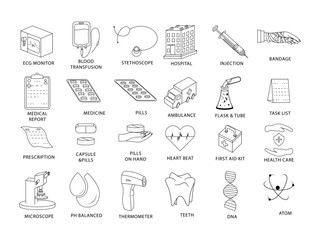 medical icon  design set art line  vector and editable
