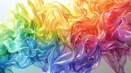 Obraz premium Rainbow Cascade of Interconnected Shapes Background AI Generative
