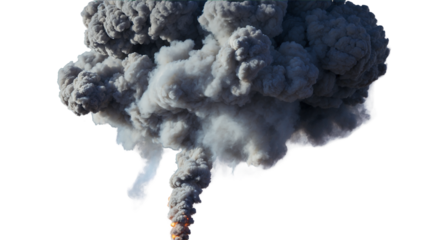 Grey smoke explosion transparent background
