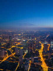 Fototapeta premium Aerial view of shanghai skyline and huangpu river at sunrise