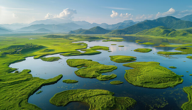 panoramic view of the beautiful landscape of Lake Skadar