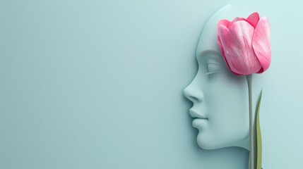 3D women's day mockup with empty space, minimalism, pastel colors, flat style