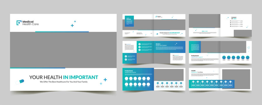 modern medical landscape brochure design layout, business healthcare multipage portfolio layout, annual report